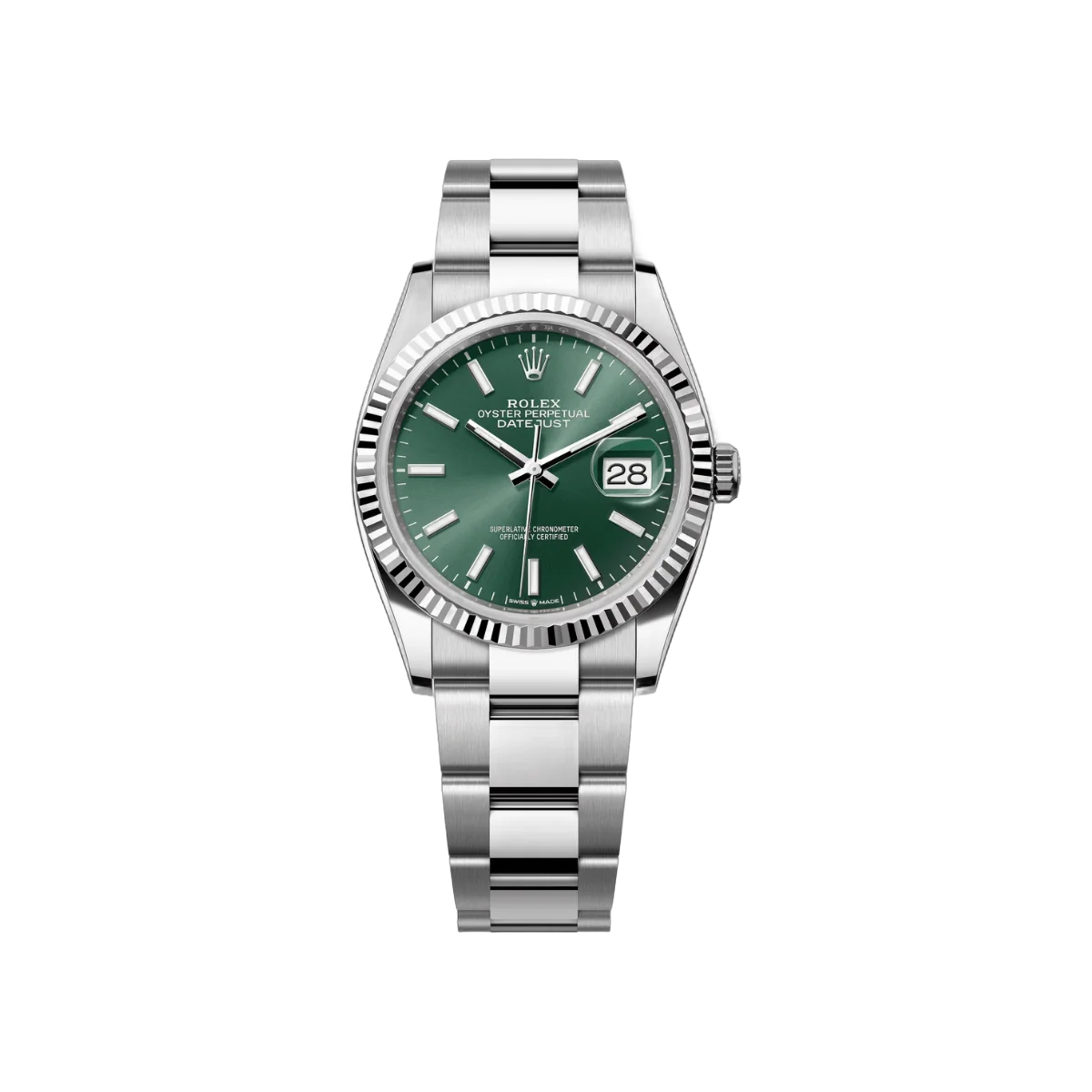 Rolex Datejust 126234-0052 Oystersteel White Gold Mint Green Dial 36mm Women’s Watch