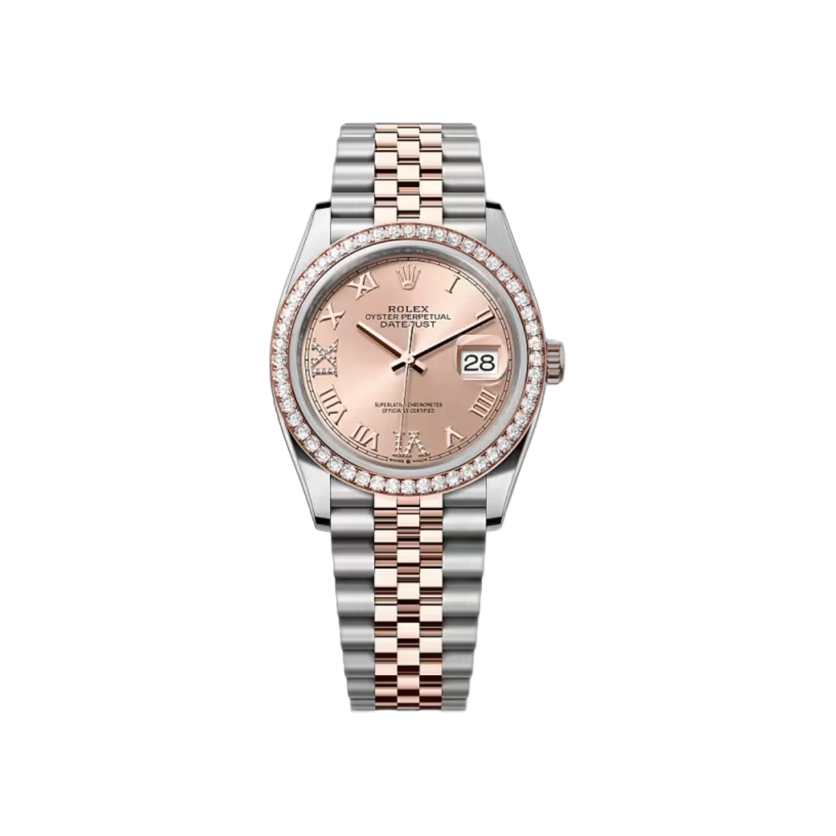 劳力士 Datejust 126281RBR-0015 永恒玫瑰金钻石玫瑰表盘 36 毫米女士手表