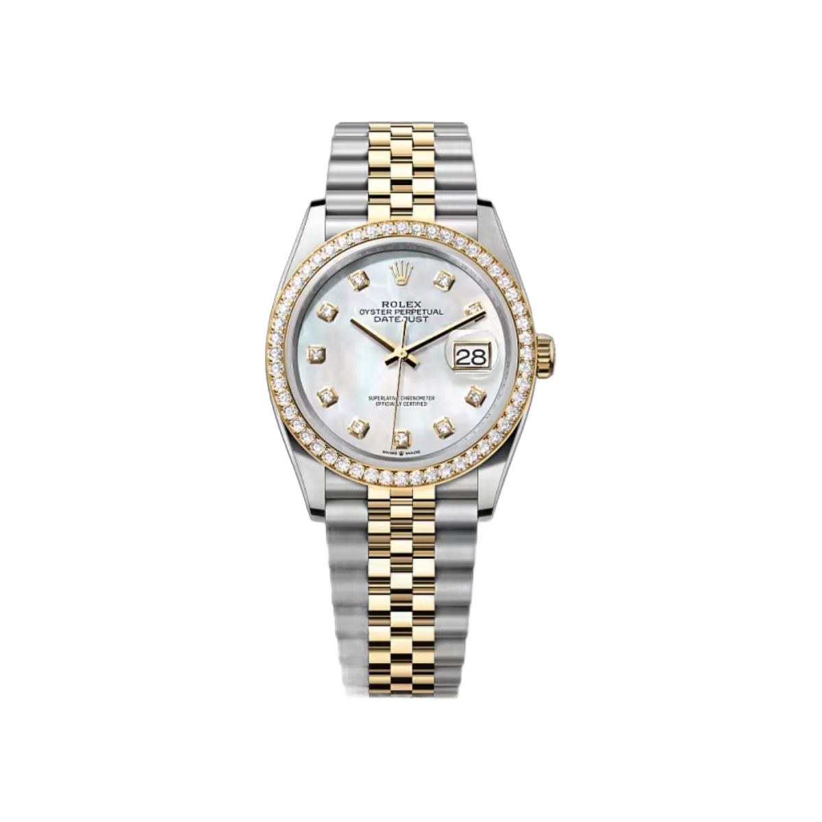劳力士 Datejust 126283RBR-0009 蚝式钢 - 黄金 MOP 表盘 36 毫米女士手表