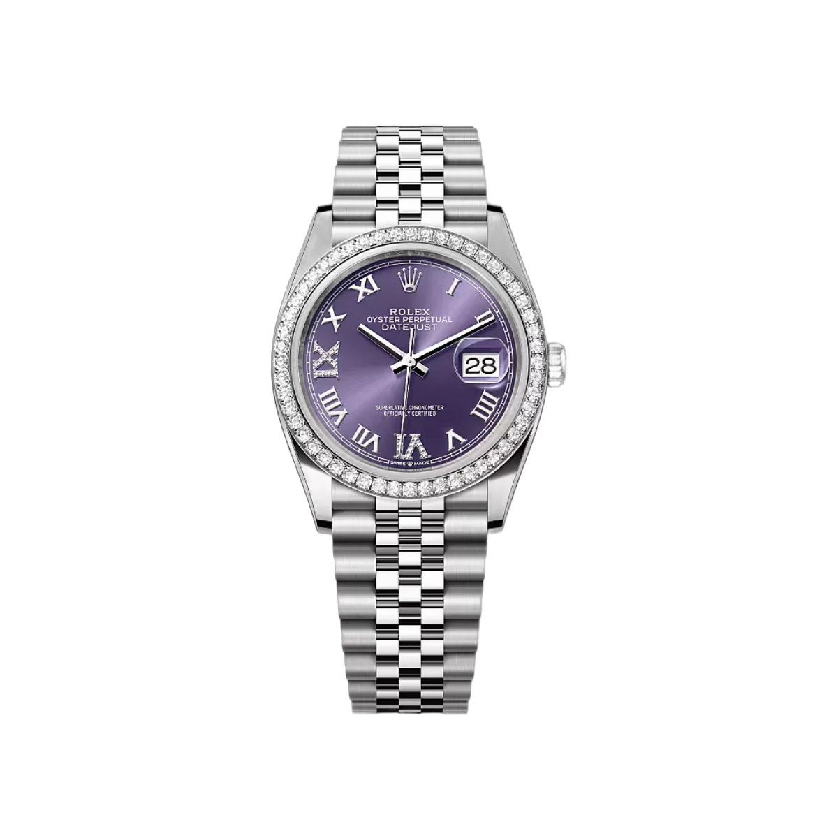 Rolex Datejust 126284RBR-0013 White Gold Aubergine Dial 36mm Women’s Watch