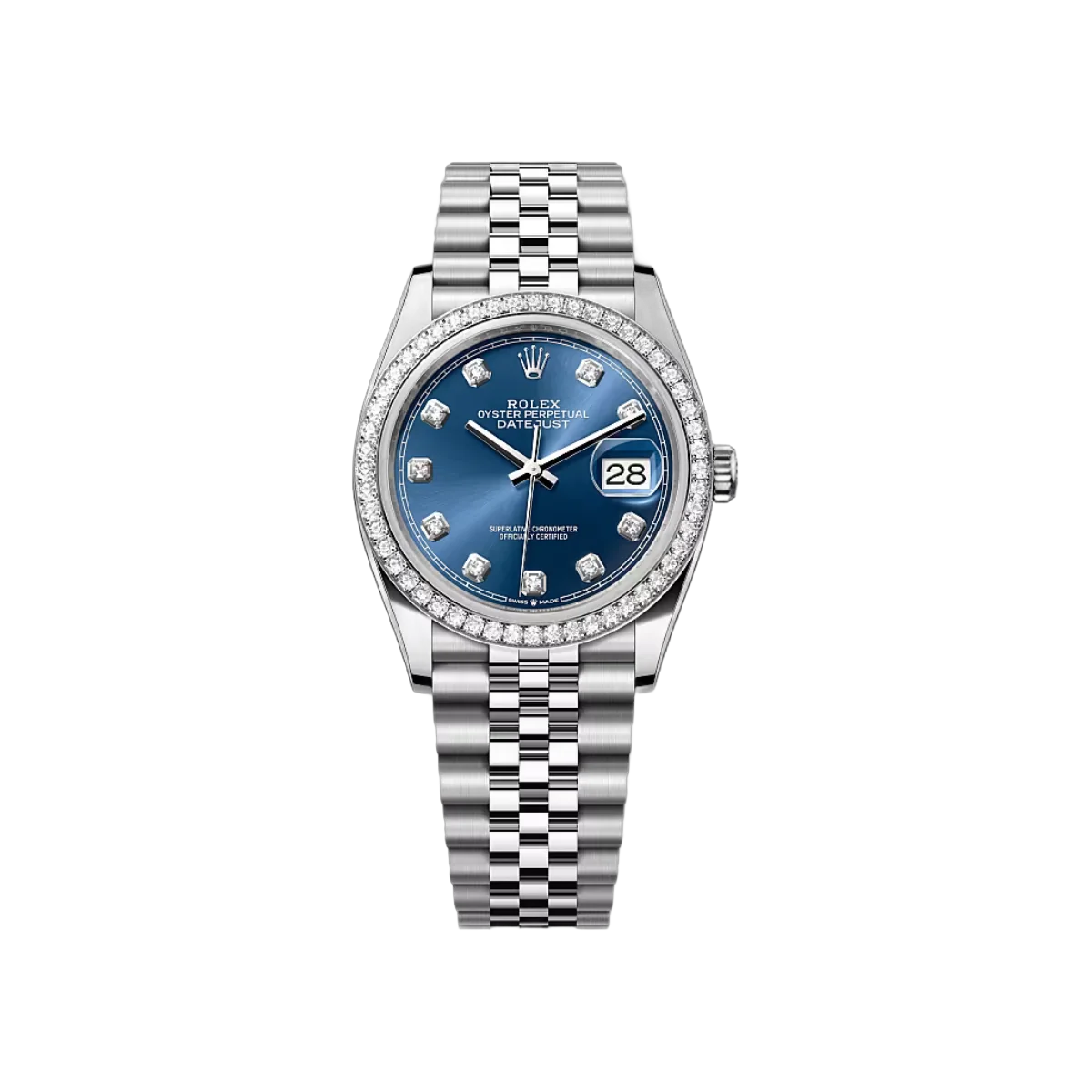 Rolex Datejust 126284RBR-0029 Damenuhr aus Weißgold mit hellem blauem Zifferblatt 36 mm