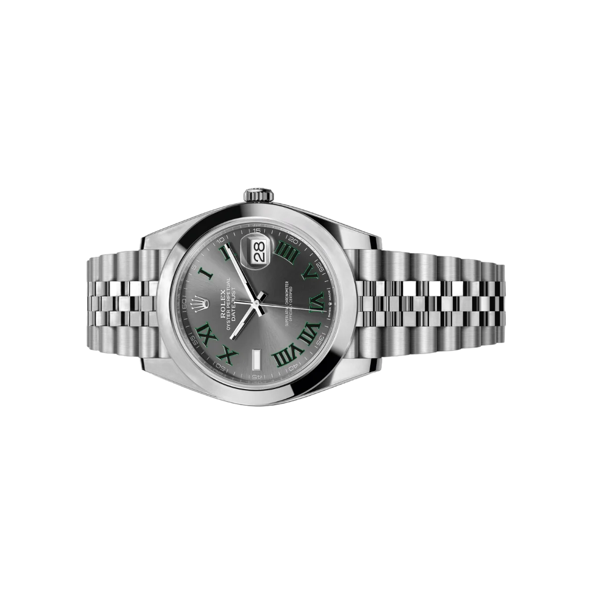 Rolex Datejust 126300-0014 Oyster Perpetual 41Mm Green Roman Numerals Slate Grey Dial Men's Watch