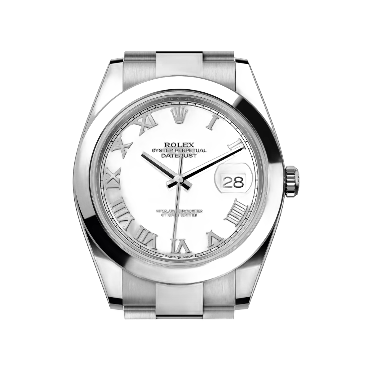 Rolex Datejust 126300-0015 Oyster Perpetual 41mm Roman Numerals White Dial Mens Watch