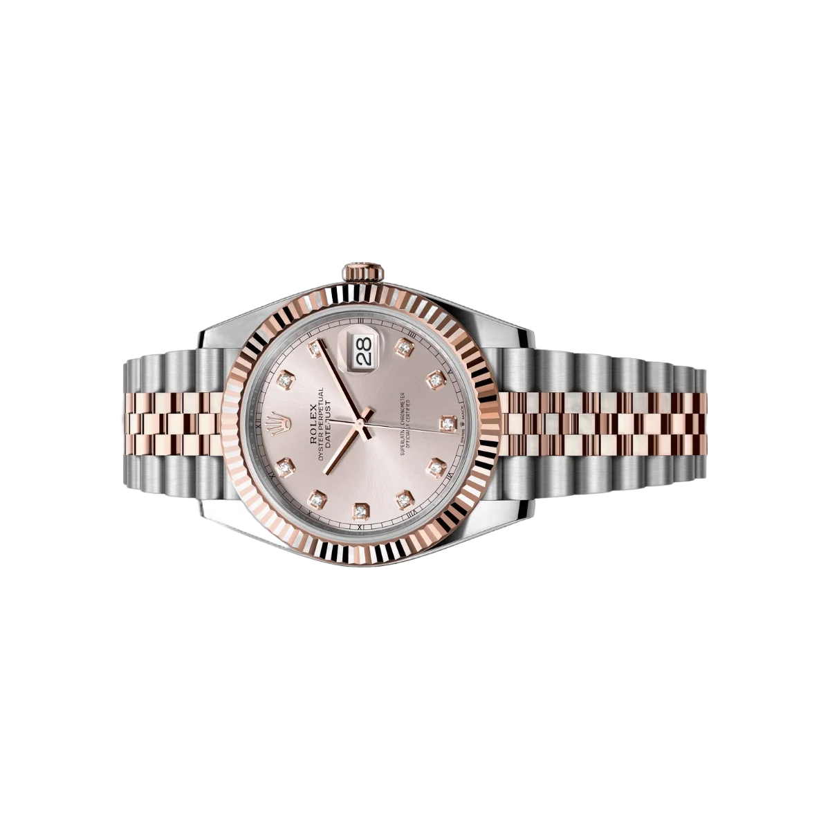 Rolex Datejust 126331-0008 Oyster Perpetual 18K Everose Gold 41Mm Sundust Dial Diamond Markers Men’s Watch