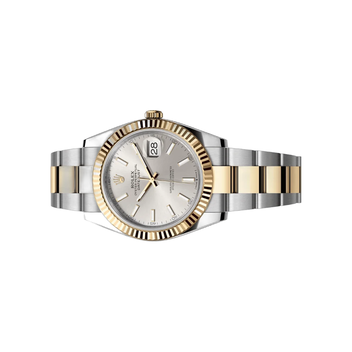Rolex Datejust 126333-0001 Oystersteel 18kt Yellow Gold 41mm Silver Dial Mens Watch