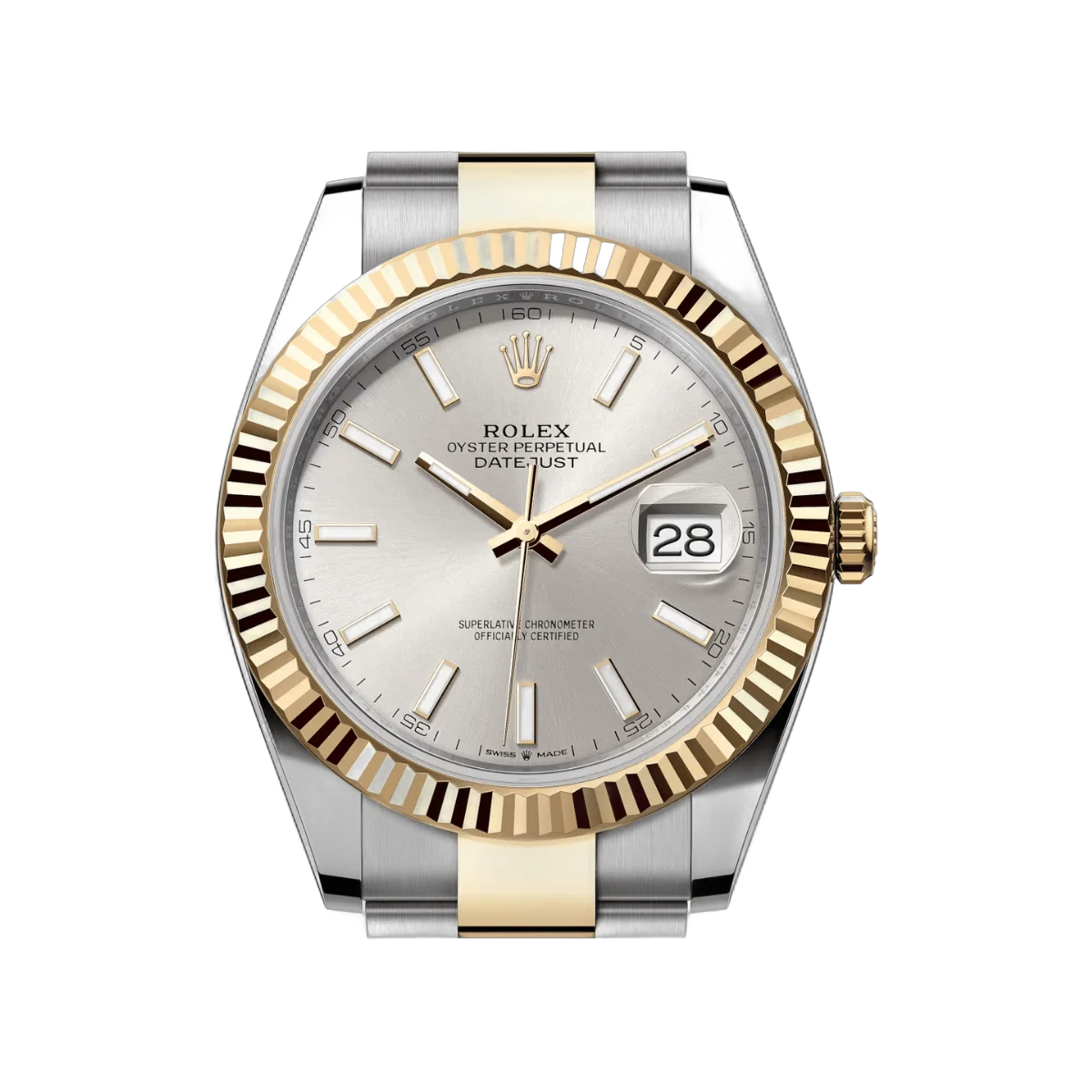 Rolex Datejust 126333-0001 Oystersteel 18kt Yellow Gold 41mm Silver Dial Mens Watch