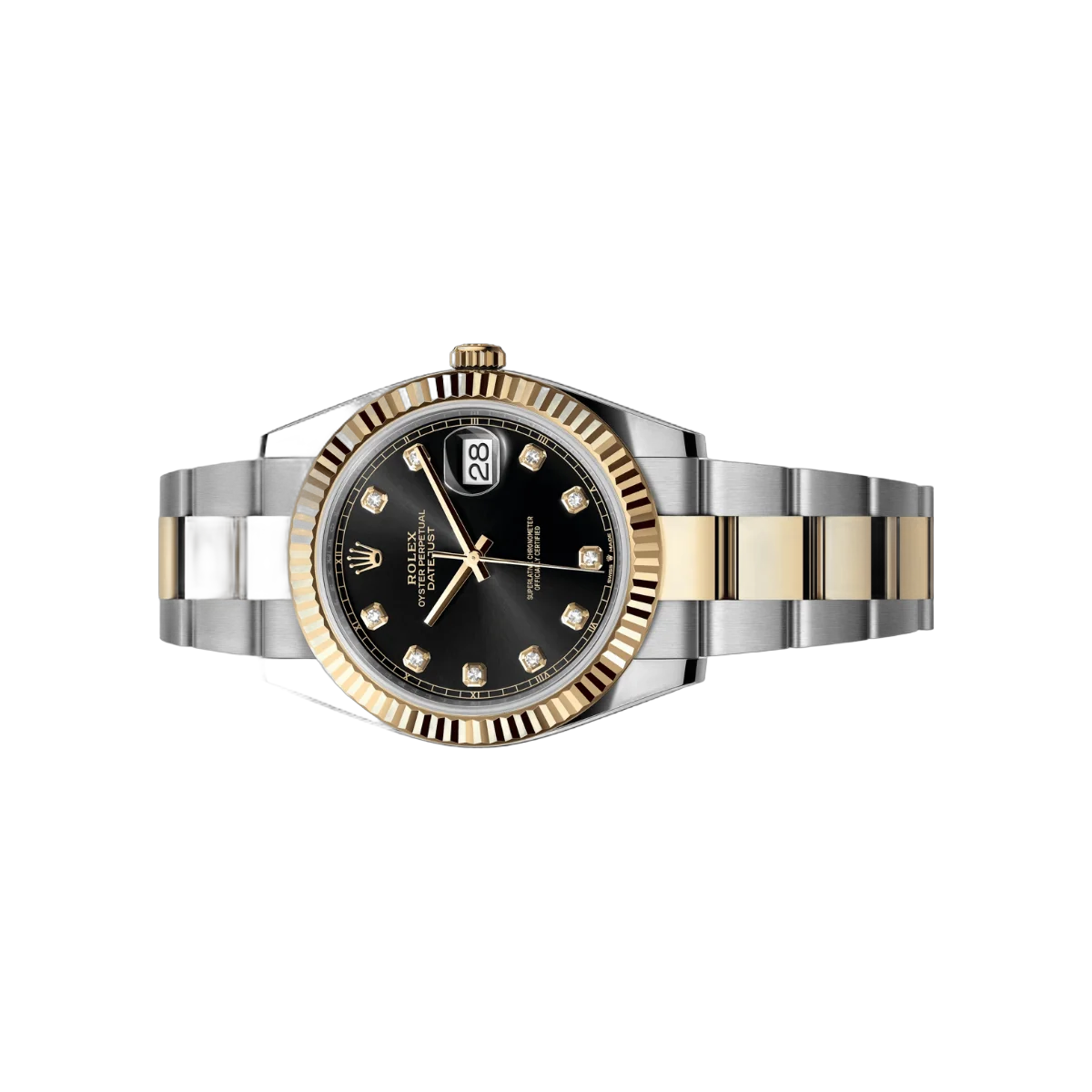 劳力士 Datejust 126333-0005 牡蛎钢 18kt 黄金钻石数字 41 毫米黑色表盘男士手表