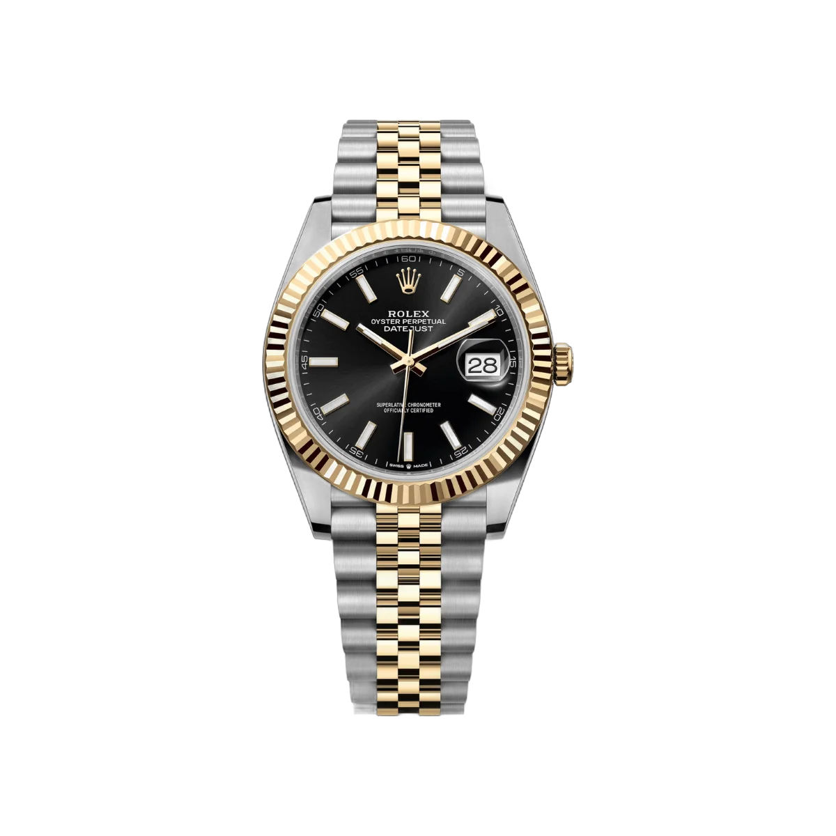 Rolex Datejust 126333-0014 Oystersteel 18kt Gelbgold 41mm Schwarzes Indexzifferblatt Herrenuhr
