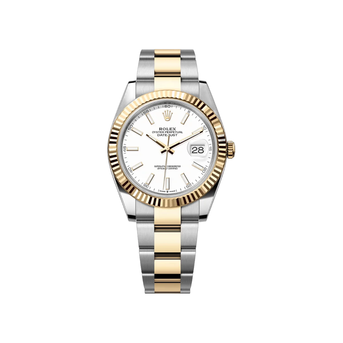 Rolex Datejust 126333-0015 Oystersteel 18kt Gelbgold 41mm Weißes Zifferblatt Herrenuhr