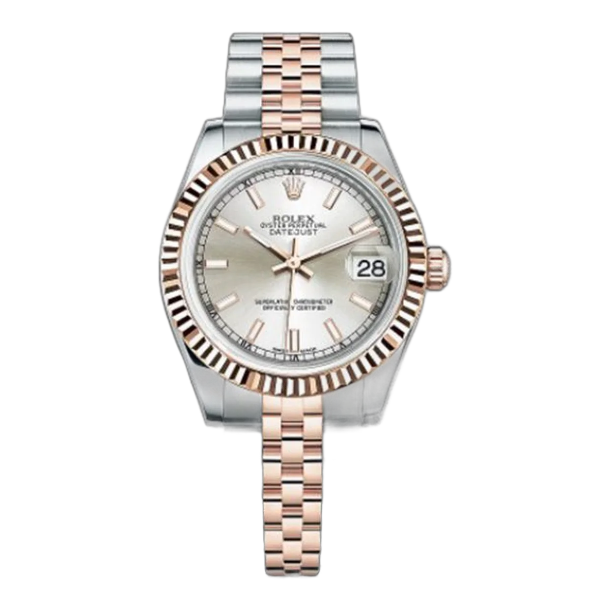 Rolex Datejust 178271 Sij 31Mm Silver Dial, Fluted Bezel, Stainless Steel And 18K Rose Gold Jubilee Ladies Watch