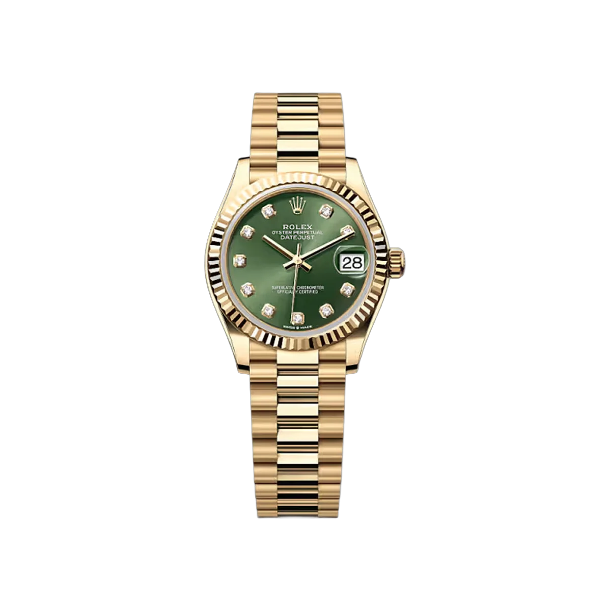 劳力士 Datejust 278278-0011 黄金 31 毫米橄榄绿钻石表盘女士手表