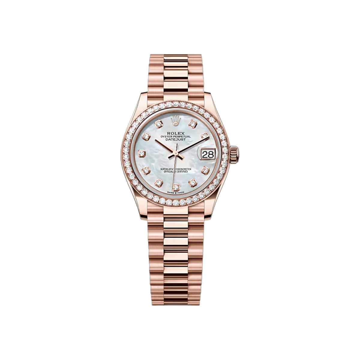 劳力士 Datejust 278285RBR-0005 永恒玫瑰金白色 MOP 表盘 31 毫米女士手表