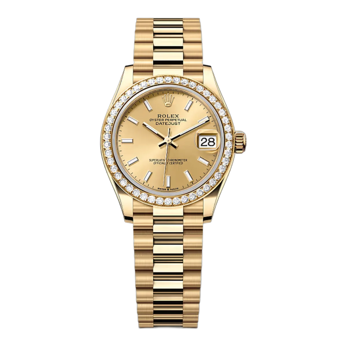 Rolex Datejust 278288RBR-0022 Gelbgold Champagner Zifferblatt 31mm Damenarmbanduhr
