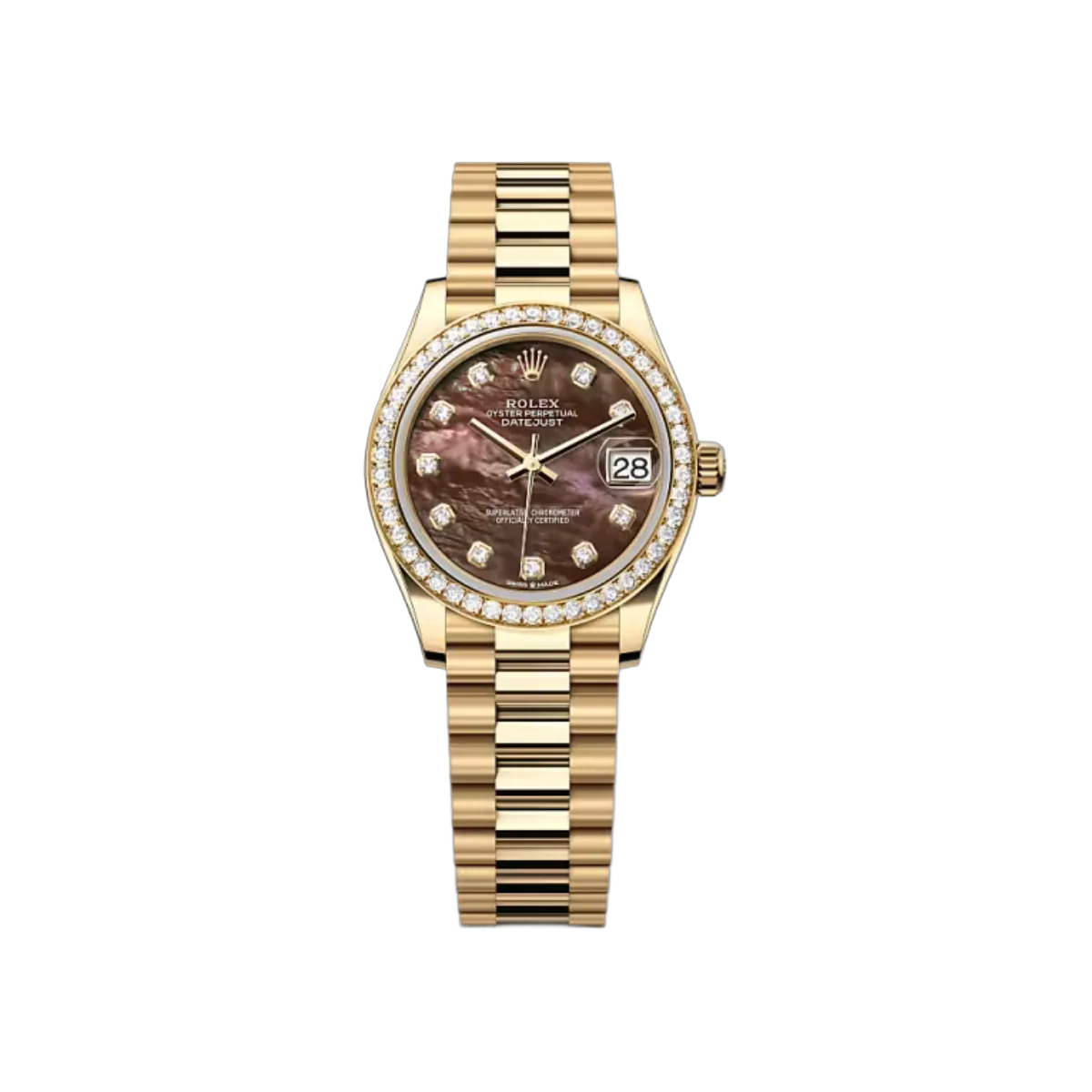 Rolex Datejust 278288RBR-0032 Damenuhr 31 mm Gelbgold schwarzes Perlmuttzifferblatt