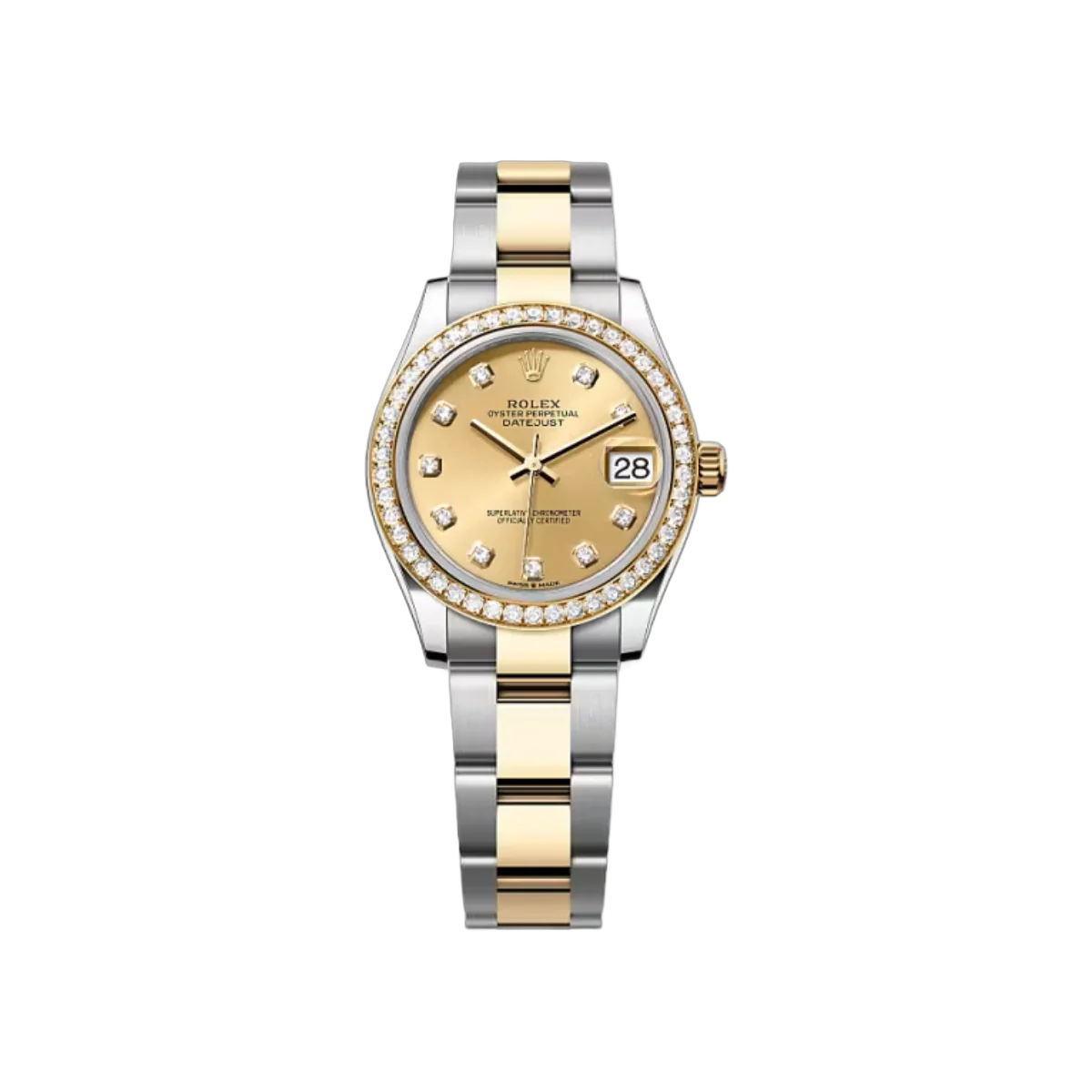 劳力士 Datejust 278383RBR-0025 牡蛎钢和黄金香槟表盘 31 毫米女士手表