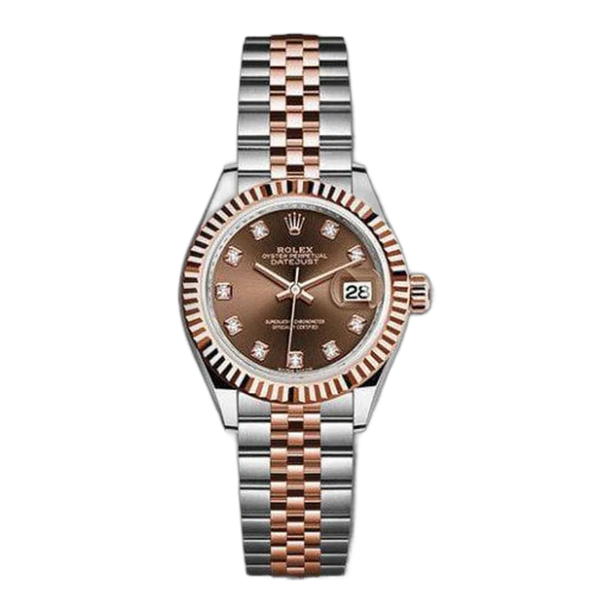 Rolex Datejust 279171 Chodj Schokoladen-Diamantzifferblatt 28 mm Stahl und 18 Karat Roségold Damenuhr