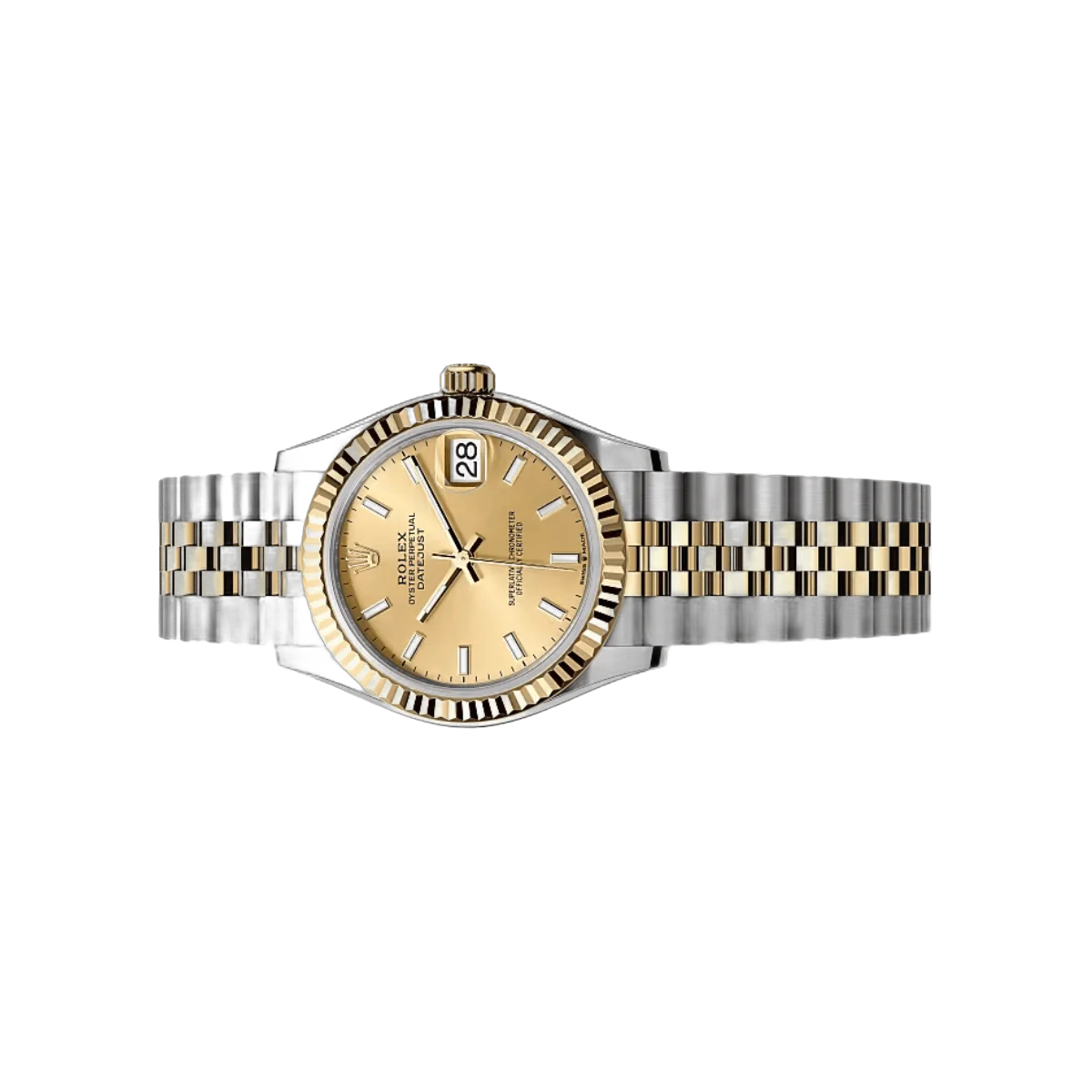 Rolex Datejust 31mm 278273 Yellow Dial Steel And Gold Yellow Gold Fluted Bezel Jubilee Womens Watch