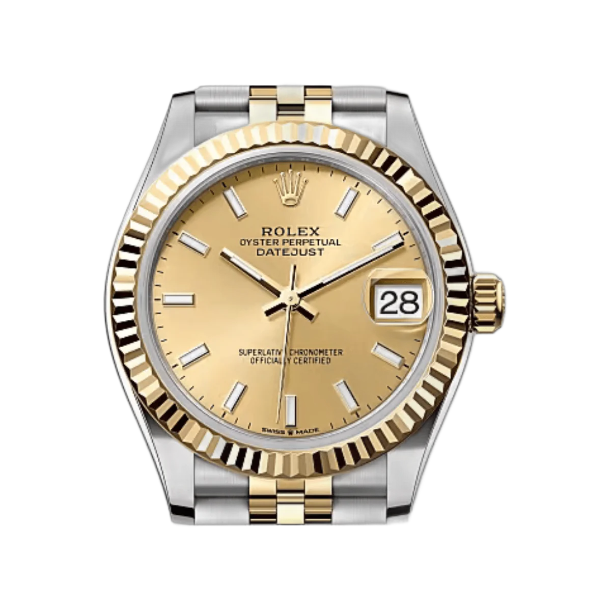 Rolex Datejust 31mm 278273 Yellow Dial Steel And Gold Yellow Gold Fluted Bezel Jubilee Womens Watch
