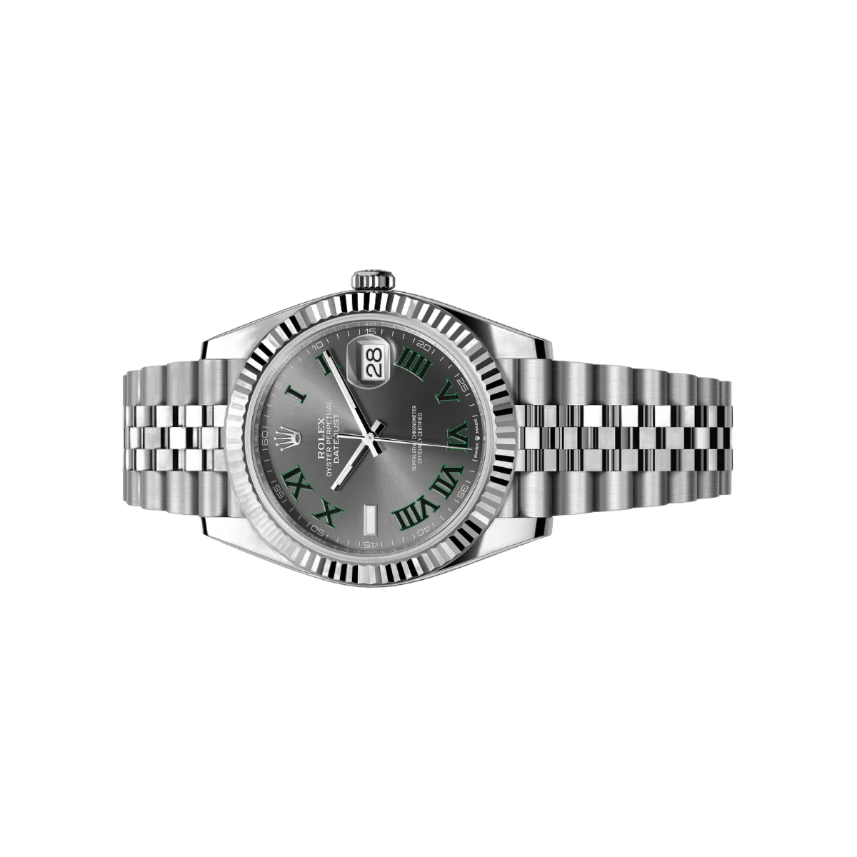 Rolex Datejust 41 Oyster Perpetual 126334-0022 Weißgold 41mm Grau Zifferblatt Grüne Ziffern Herrenuhr