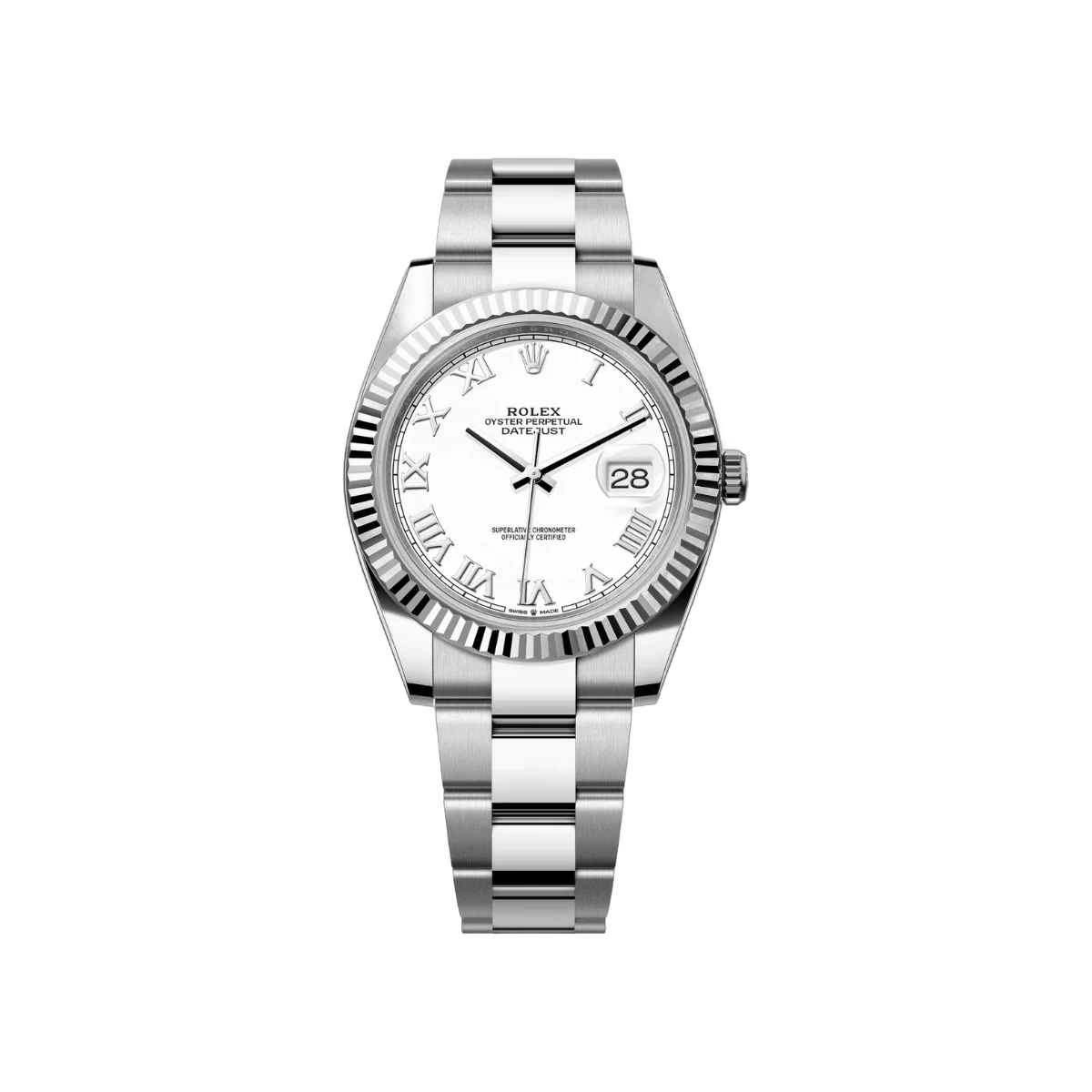 劳力士 Datejust 41 蚝式恒动 126334-0023 白金罗马数字 41 毫米白色表盘男式手表