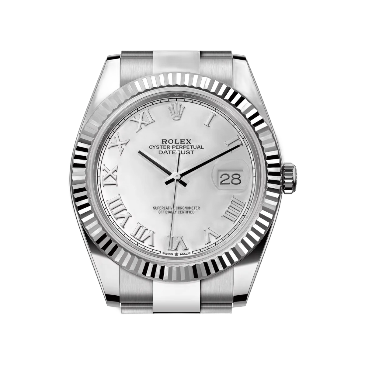 劳力士 Datejust 41 蚝式恒动 126334-0023 白金罗马数字 41 毫米白色表盘男式手表
