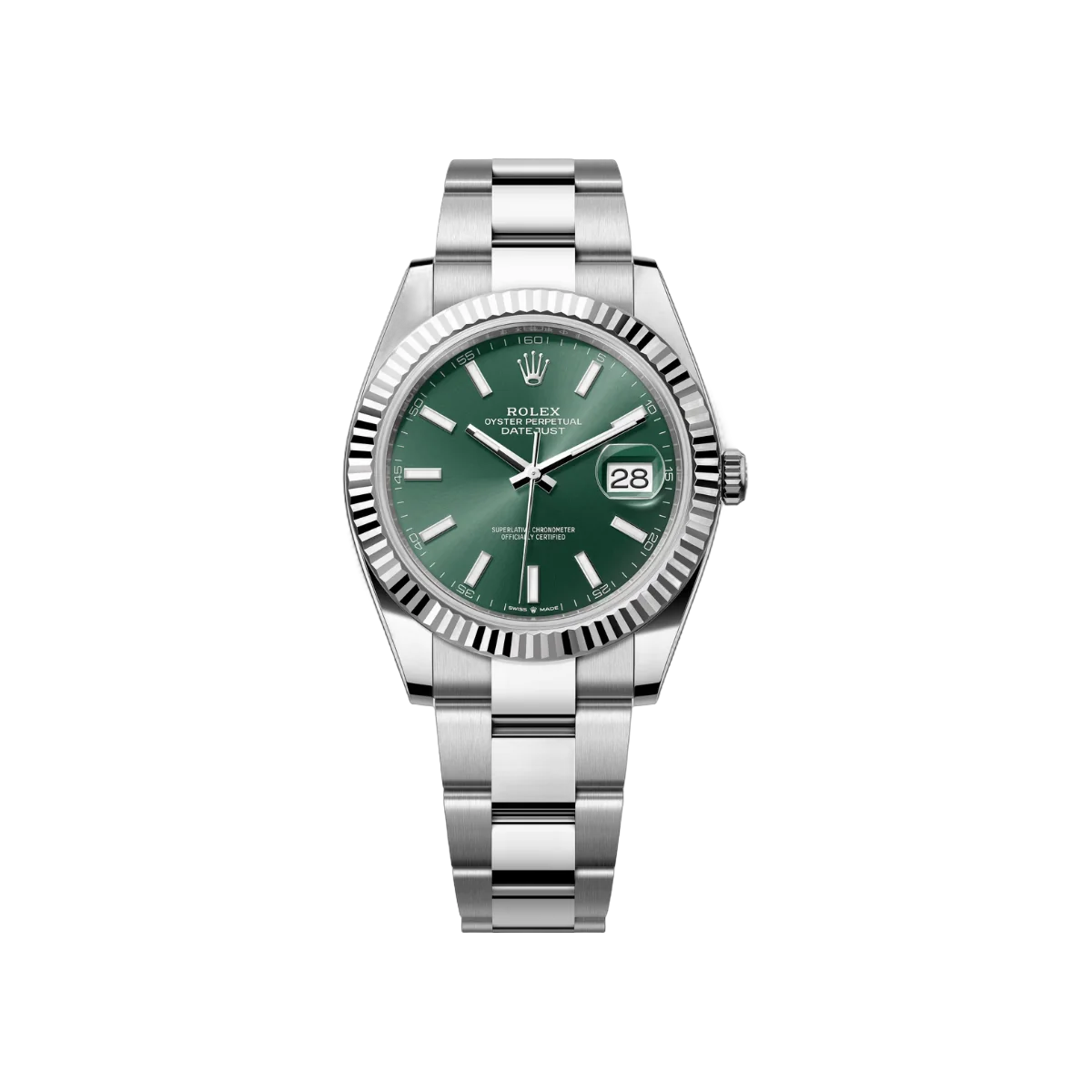 Rolex Datejust 41 Oyster Perpetual 126334-0027 Herrenuhr, Weißgold, 41 mm, Mintgrünes Zifferblatt