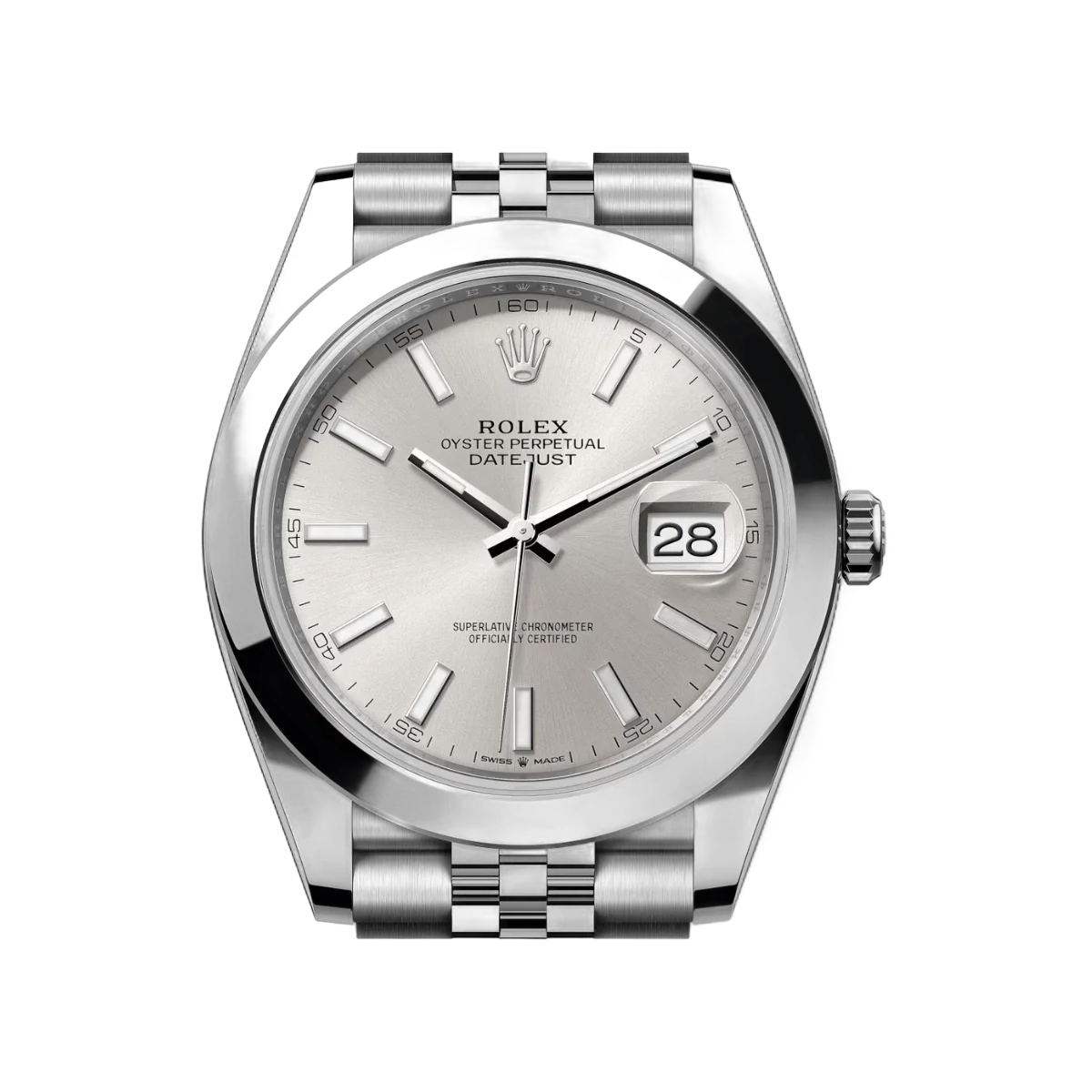 Rolex Datejust m126300-0004 Oyster Perpetual 41 mm Silbernes Zifferblatt Herrenuhr