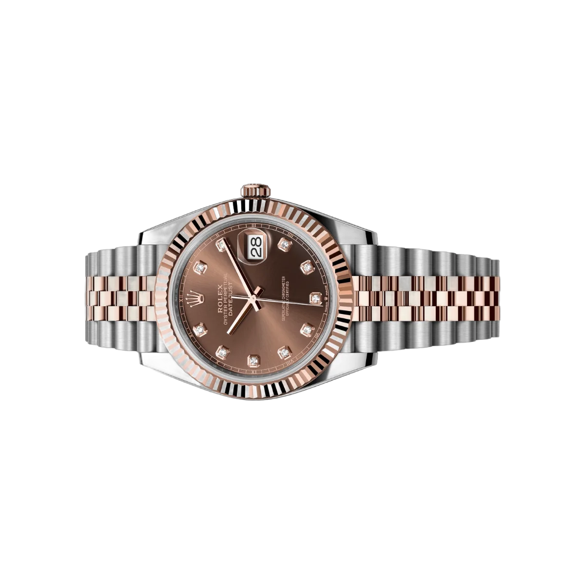 劳力士 Datejust m126331-0004 凹槽表圈 18Kt 永恒玫瑰金巧克力钻石表盘