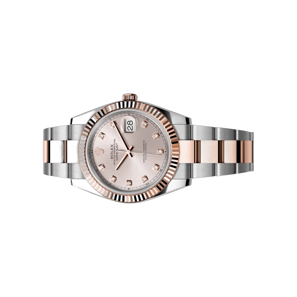 Rolex Datejust m126331-0007 Oyster Perpetual 18K Everose Gold 41Mm Sundust Dial Diamond Markers Men's Watch