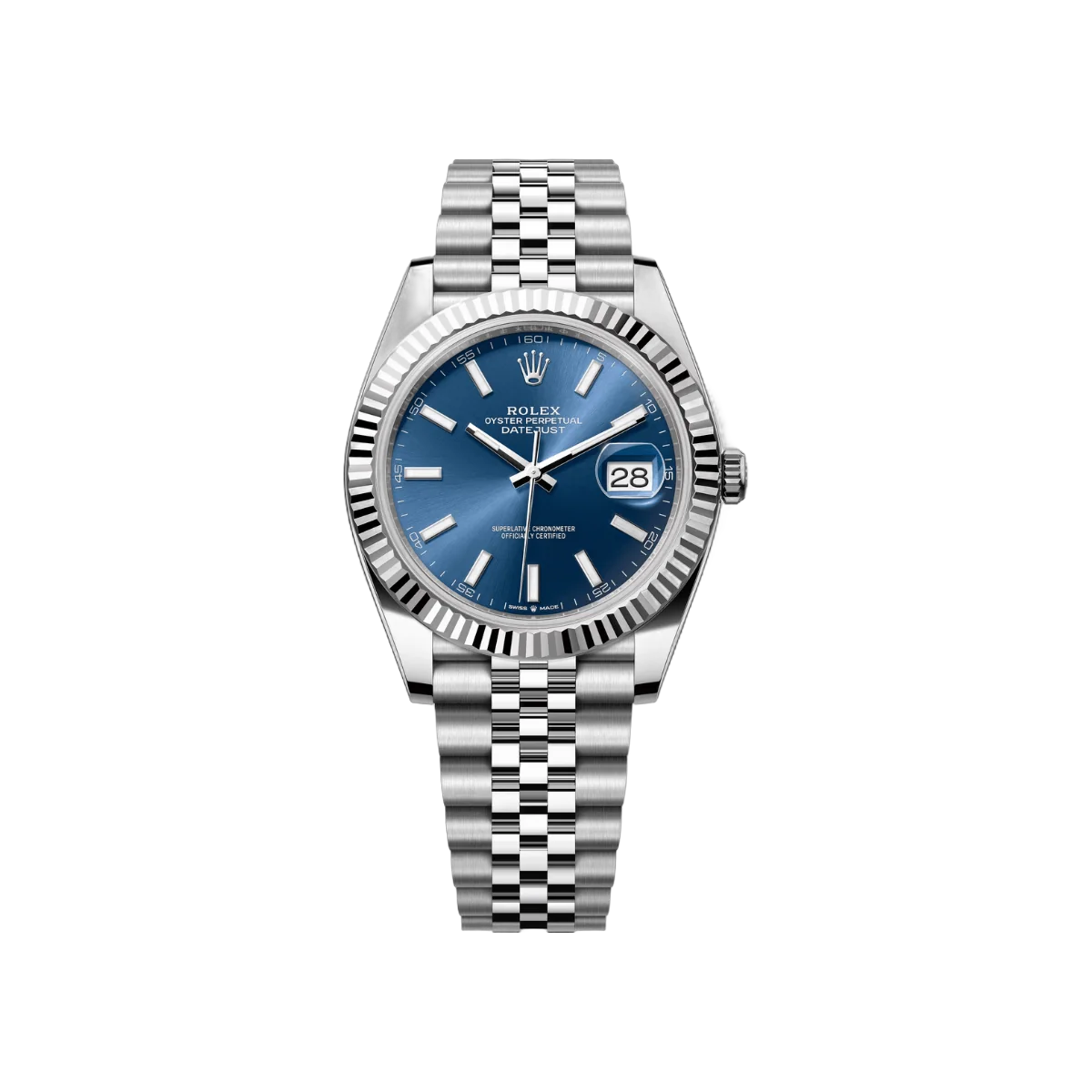 Rolex Datejust m126334-0002 Oystersteel Weißgold 41mm Blau Index Zifferblatt Herrenuhr