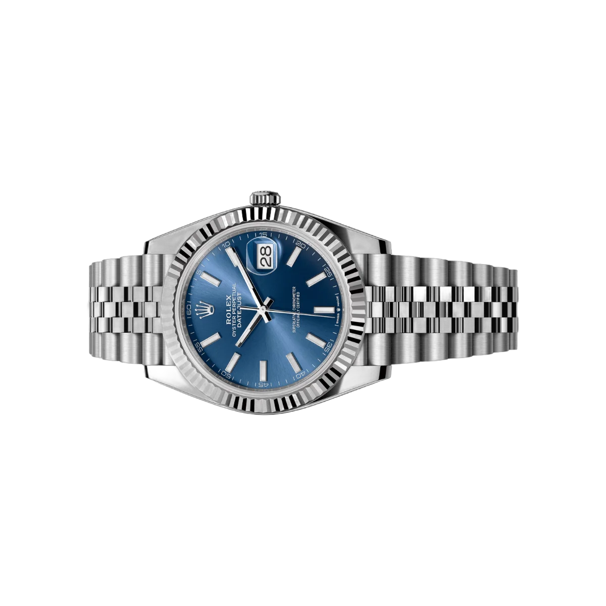 Rolex Datejust m126334-0002 Oystersteel Weißgold 41mm Blau Index Zifferblatt Herrenuhr