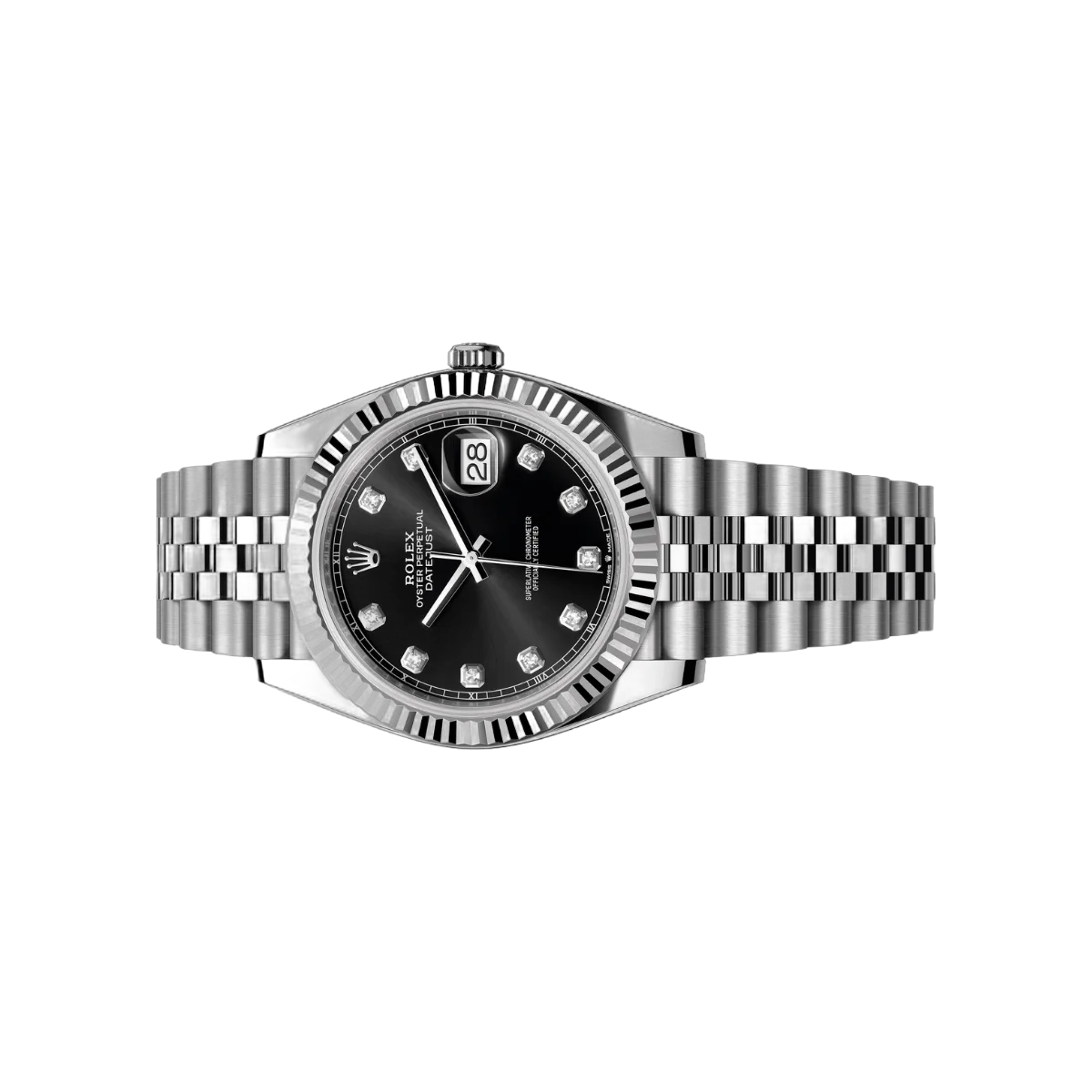 劳力士 Datejust m126334-0012 白金蚝钢 41 毫米黑色钻石表盘男士手表