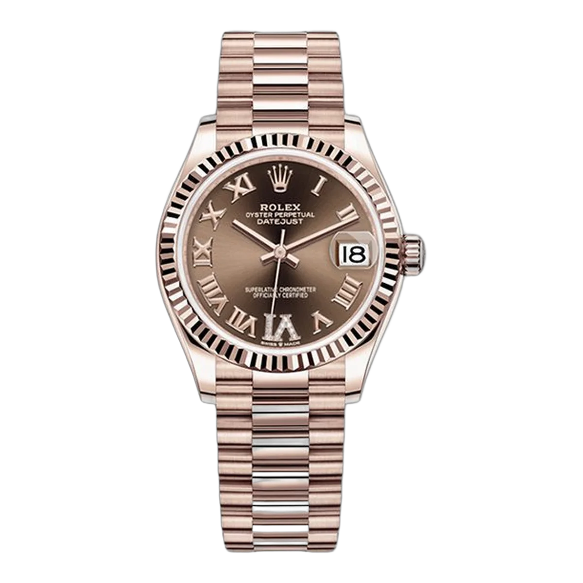 Rolex Datejust M278275-0025 Chodr6P 31mm Everose-Gold Schokoladenzifferblatt mit Diamanten
