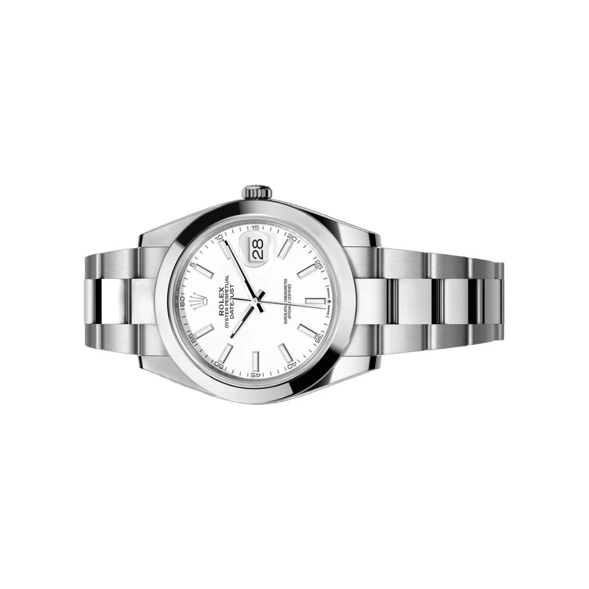 Rolex Datejust Oyster Perpetual 126300-0005 Herrenuhr mit weißem Indexzifferblatt 41mm