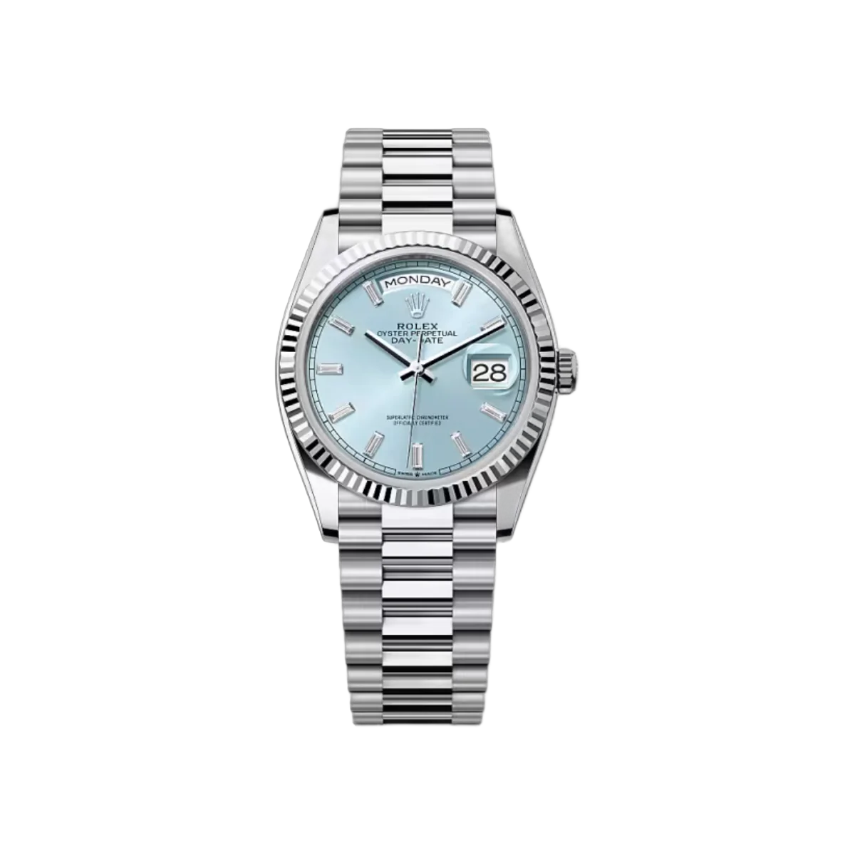 Rolex Day-Date 128236-0009 Ice Blue Platinum 36mm Women's Watch