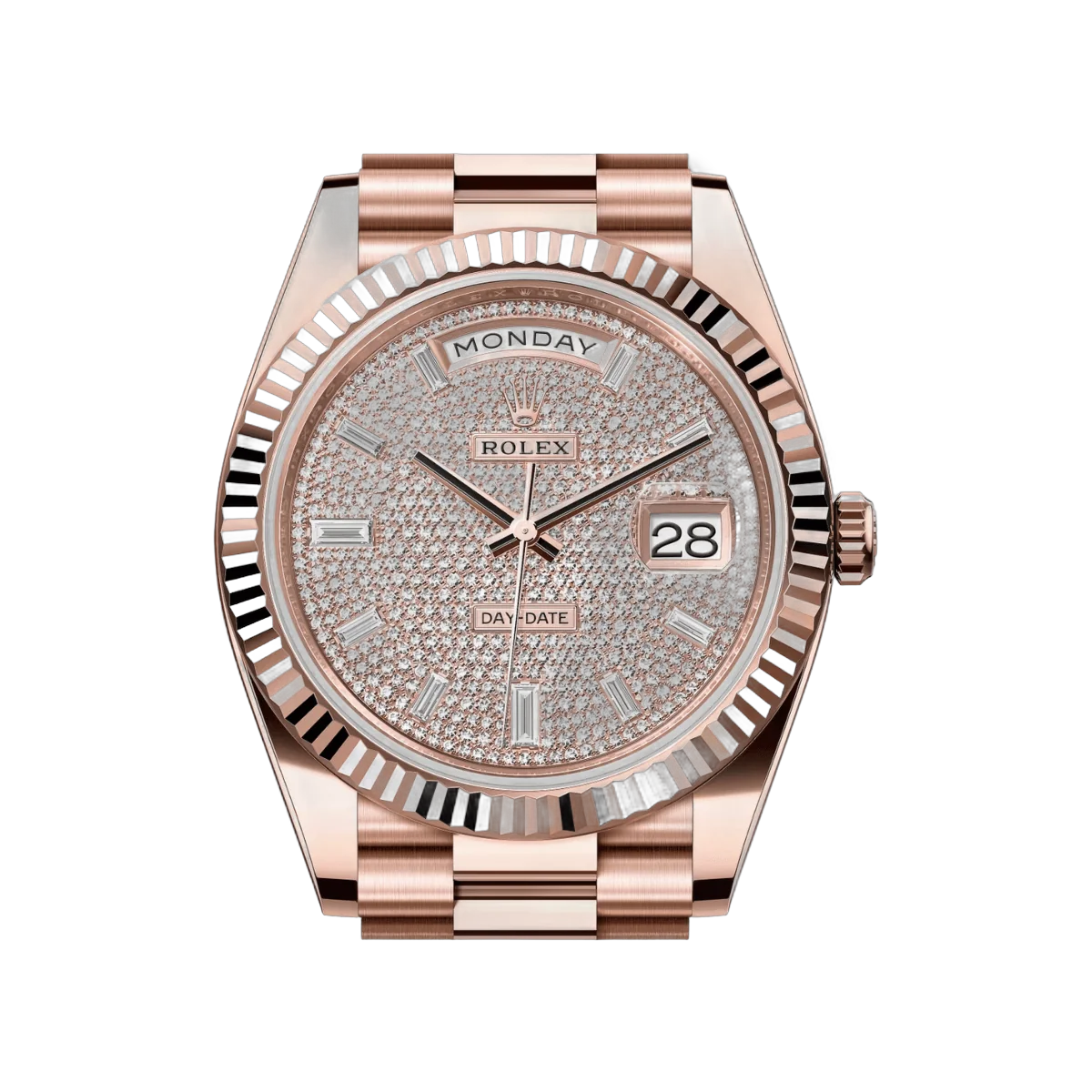 Rolex Day-Date 40 Oyster Perpetual 228235-0036 18ct Everose Gold Diamond Paved Dial 40mm Mens Watch