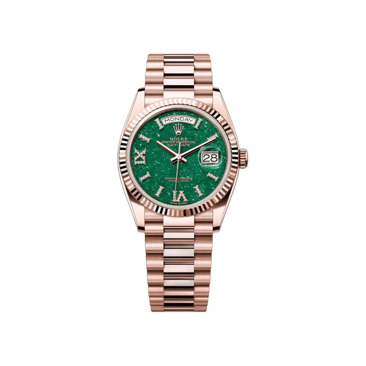 Rolex Day Date Aventurine 128235-0068 Everose Gold Green Aventurine Green Dial