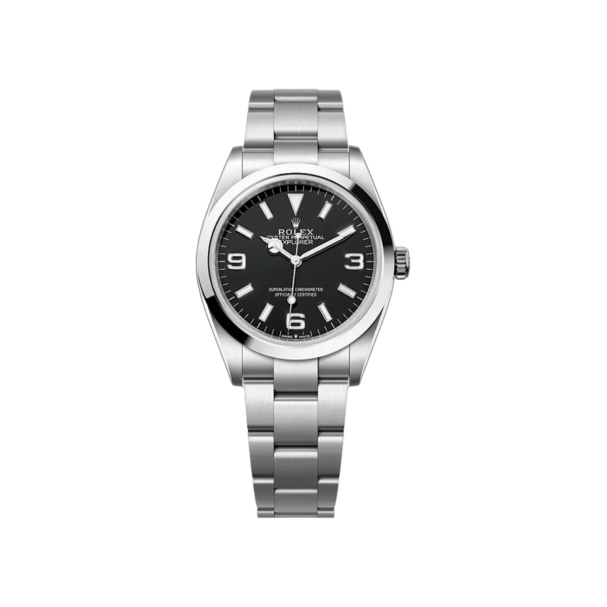 Rolex Explorer 36 124270-0001 ساعة رجالية من فولاذ أويستر ستيل بمينا أسود مقاس 36 مم