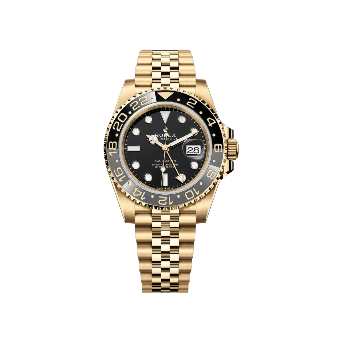 Rolex GMT Master II أويستر بربتشوال 126718GRNR-0001 ذهب أصفر عيار 18 قيراط مينا أسود