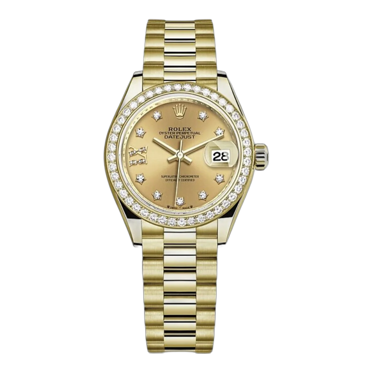 Rolex Lady Datejust M279138Rbr-0006 28Mm Yellow Gold And Diamond