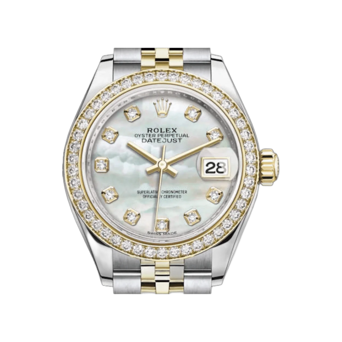 Rolex Lady Datejust M279383RBR-0019 Oystersteel Yellow Gold 28mm MOP Dial Womens Watch