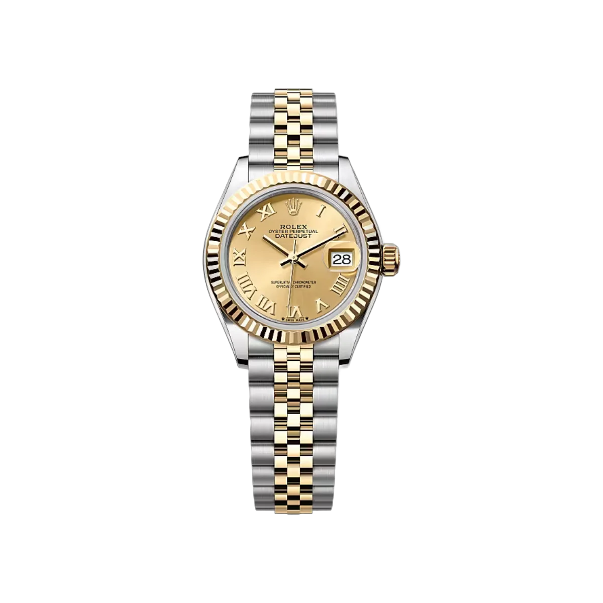 Rolex Oyster Perpetual Datejust 279173-0009 Champagne Roman Dial 28Mm Steel And Yellow Gold Ladies Watch