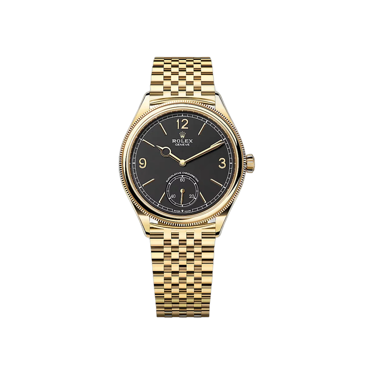 Rolex Perpetual 1908 - 52508-0007 ساعة للجنسين ذهب أصفر سوار سيتيمو مينا سوداء 39 مم