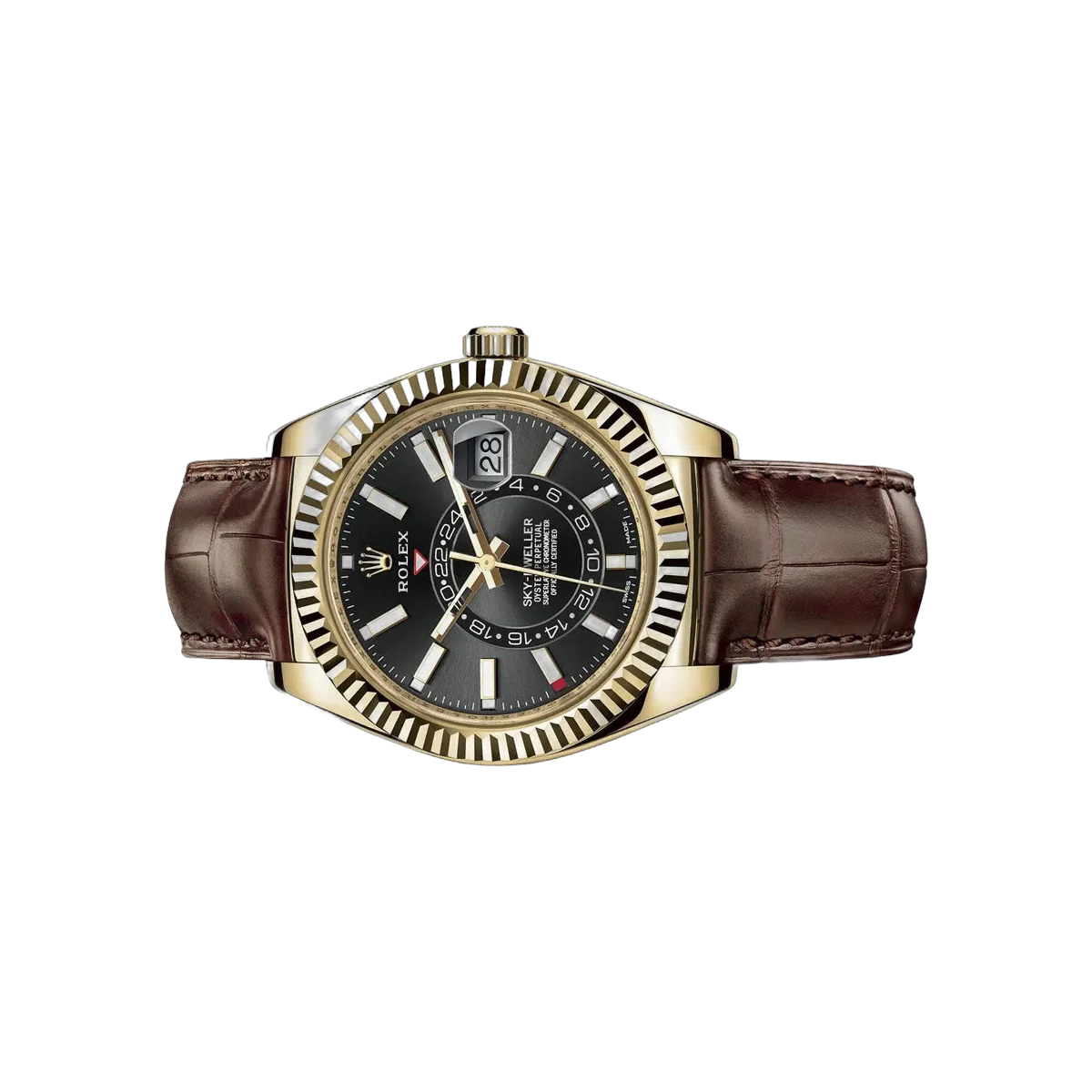 Rolex Sky-Dweller 326138 Gelbgold 42mm Schwarzes Zifferblatt Herrenuhr