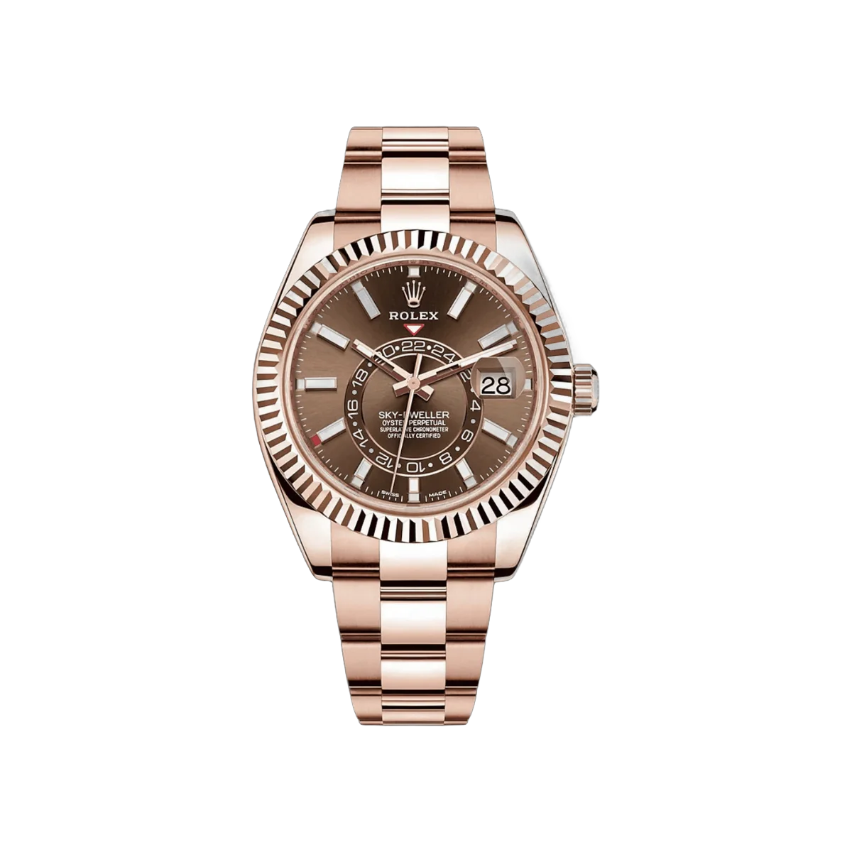 Rolex Sky Dweller 326935 CHOI 18K Everose Gold 42mm Chocolate Index Dial Mens Watch