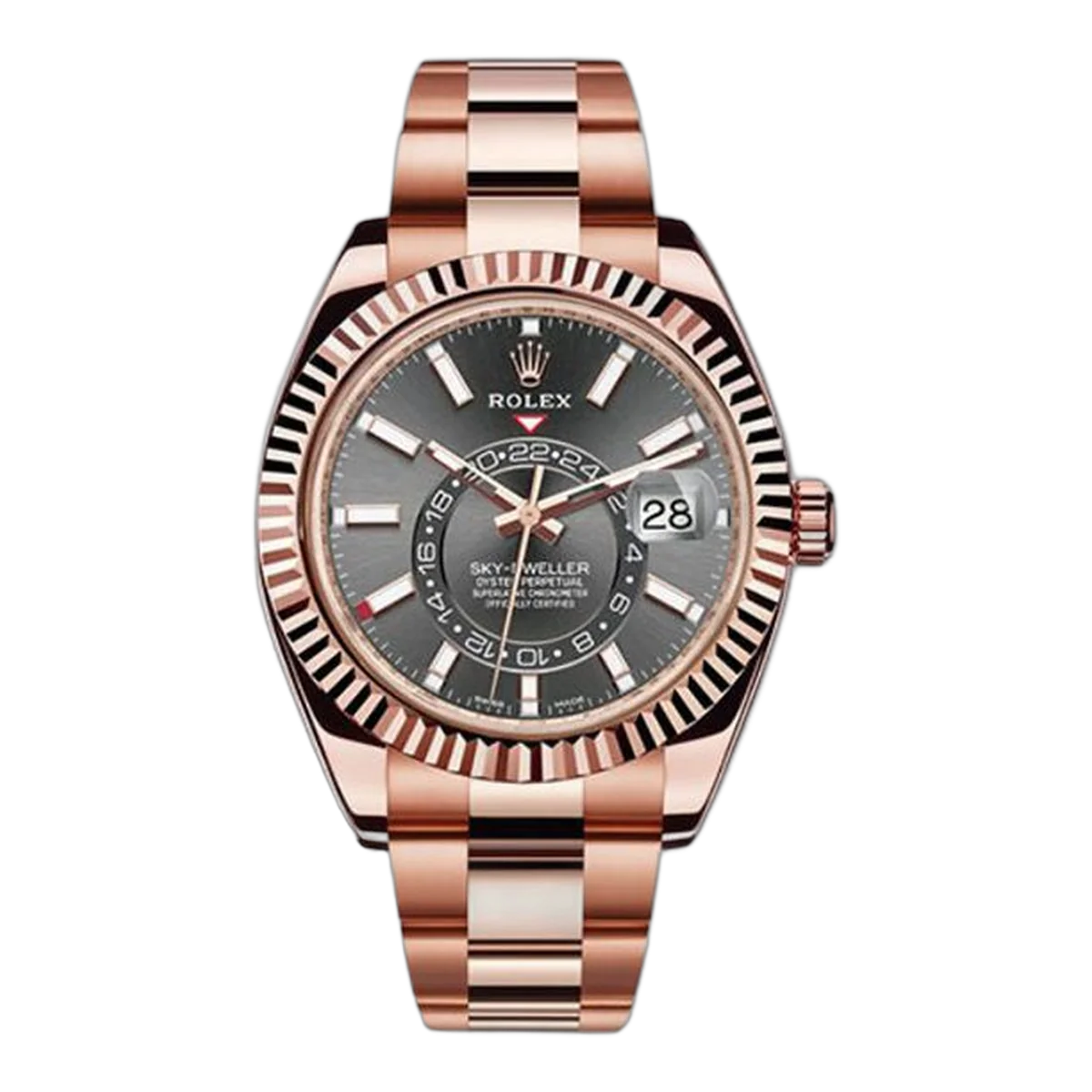 Rolex Sky Dweller 326935 Dkr Schiefergraues Zifferblatt Index 42mm 18K Roségold Herrenuhr