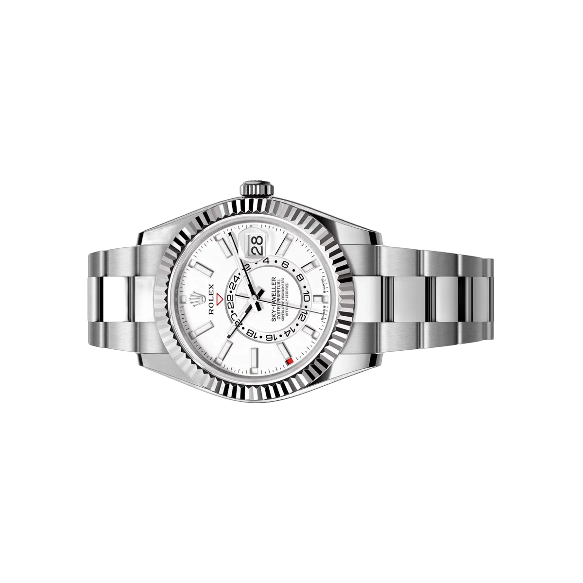 Rolex Sky Dweller 336934-0003 Steel & White Gold Fluted Bezel 42mm Men's Watch