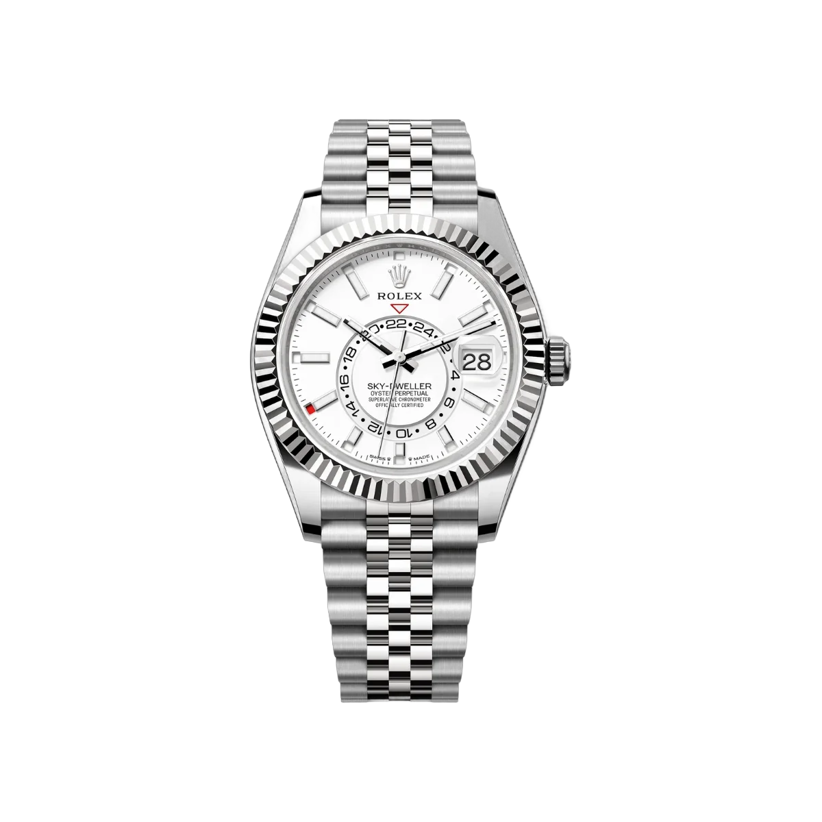 Rolex Sky Dweller 336934-0004 ساعة رجالية 42 مم من الذهب الأبيض بإطار مخدد