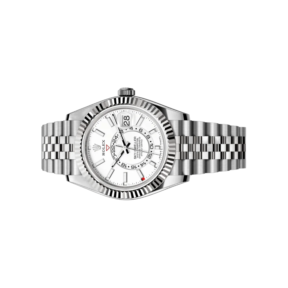 Rolex Sky Dweller 336934-0004 White Gold Fluted Bezel 42mm Men's Watch