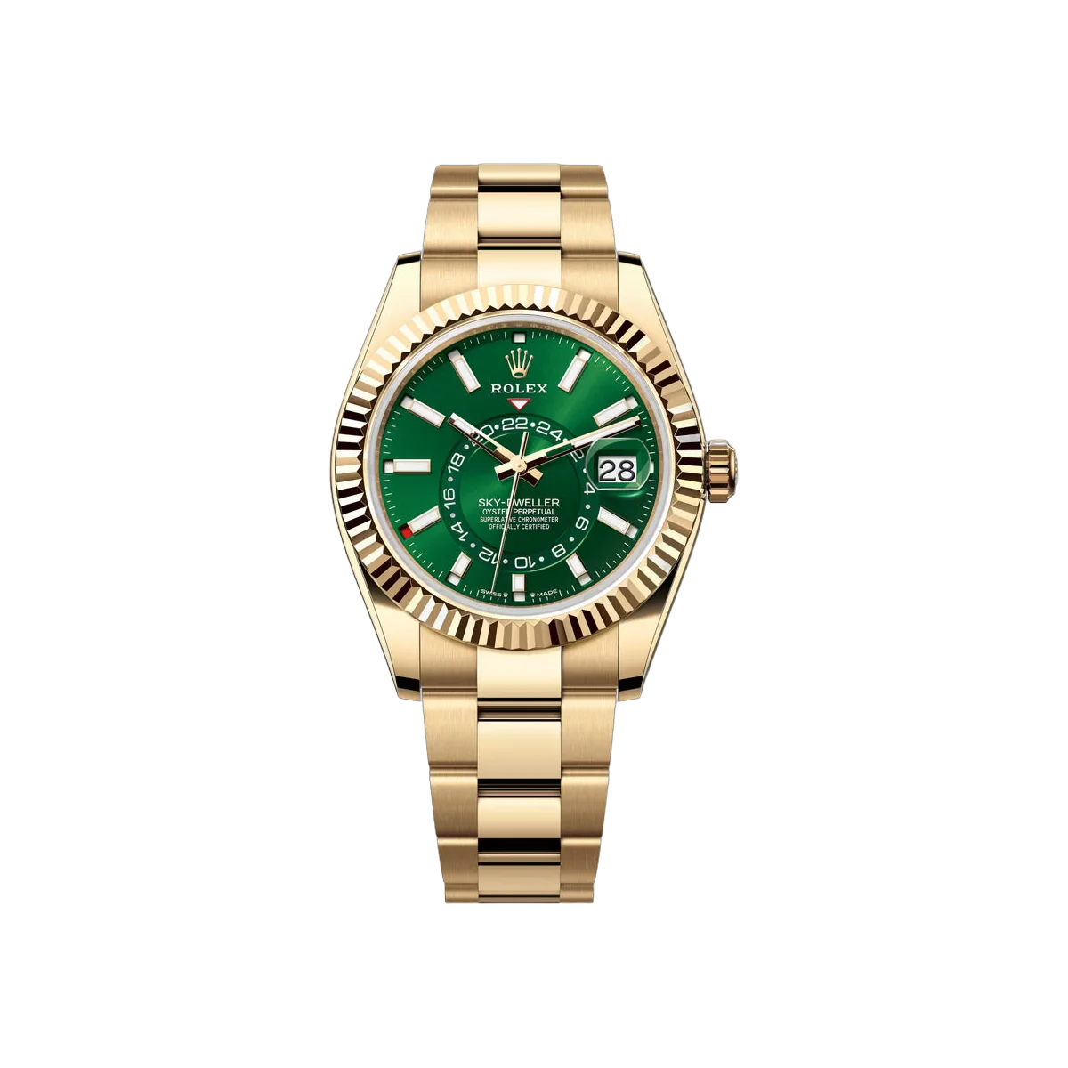 Rolex Sky-Dweller 336938-0007 Gelbgold 42mm Grünes Zifferblatt Herrenuhr